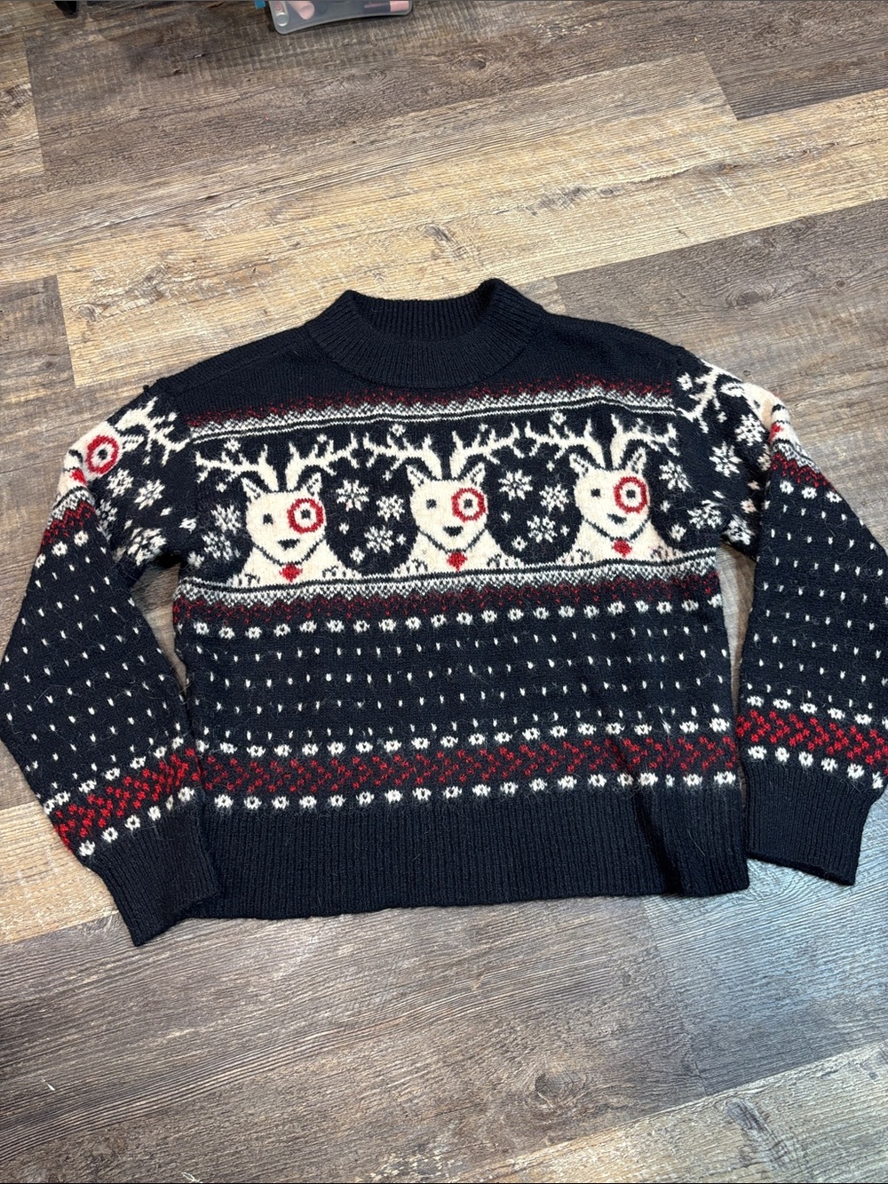 Universal Thread Target Bullseye Dog Knit Christmas Sweater Women Size XS